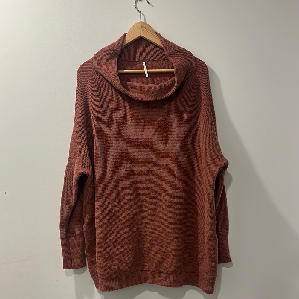 Free People Brown Cowl Neck Sweater Relaxed Fit